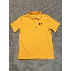 Youth Large Under Armour Tech Polo Shirt Short Sleeve Yellow/gold
